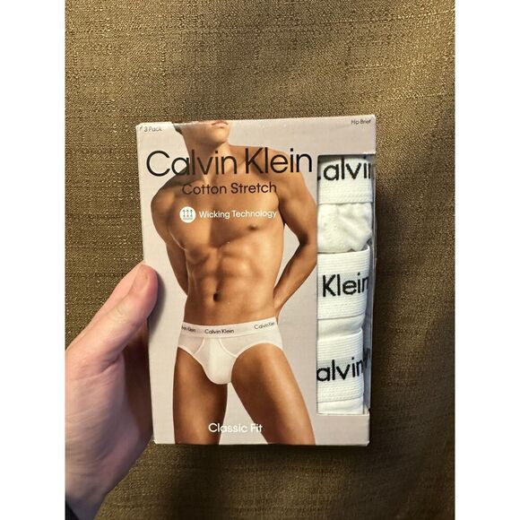 New Calvin Klein Men's Cotton Stretch 3-Pack Hip Brief Underwear Size XL 40-42 - Picture 2 of 4
